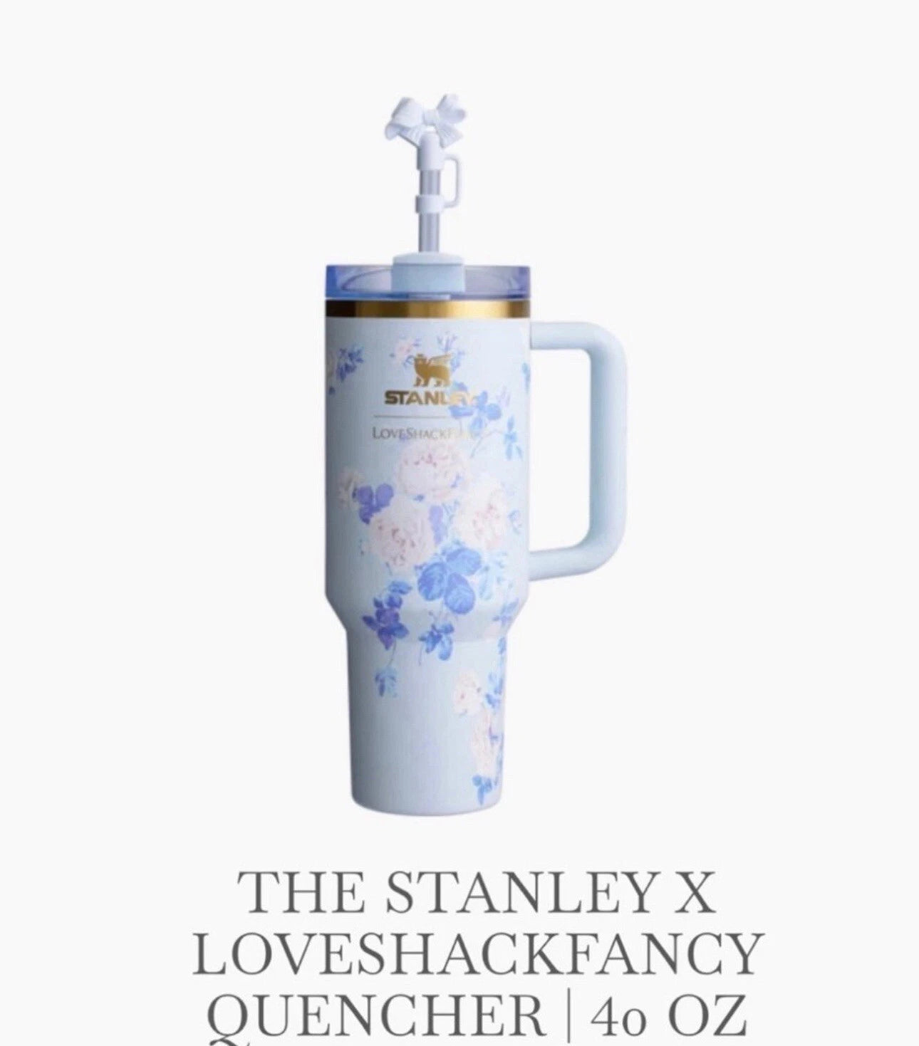 Stanley x LoveShackFancy Everblooming Rosettes Blue FlowState H2.0 Quencher Tumbler 40oz – Limited Edition – New – Fast Shipping