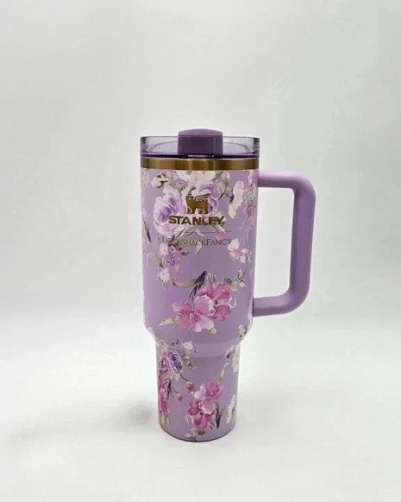 Stanley x LoveShackFancy Quencher H2.0 FlowState Tumbler 40oz – Happy Thoughts Rosa Beaux Purple – Limited Edition – New – Fast Shipping